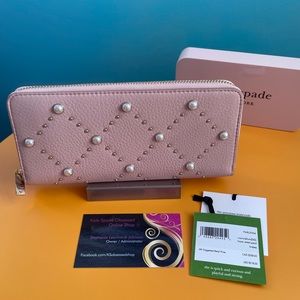 NWT Kate Spade Hayes Street Pearl Lindsey Wallet PWRU7004 Warm Vellum